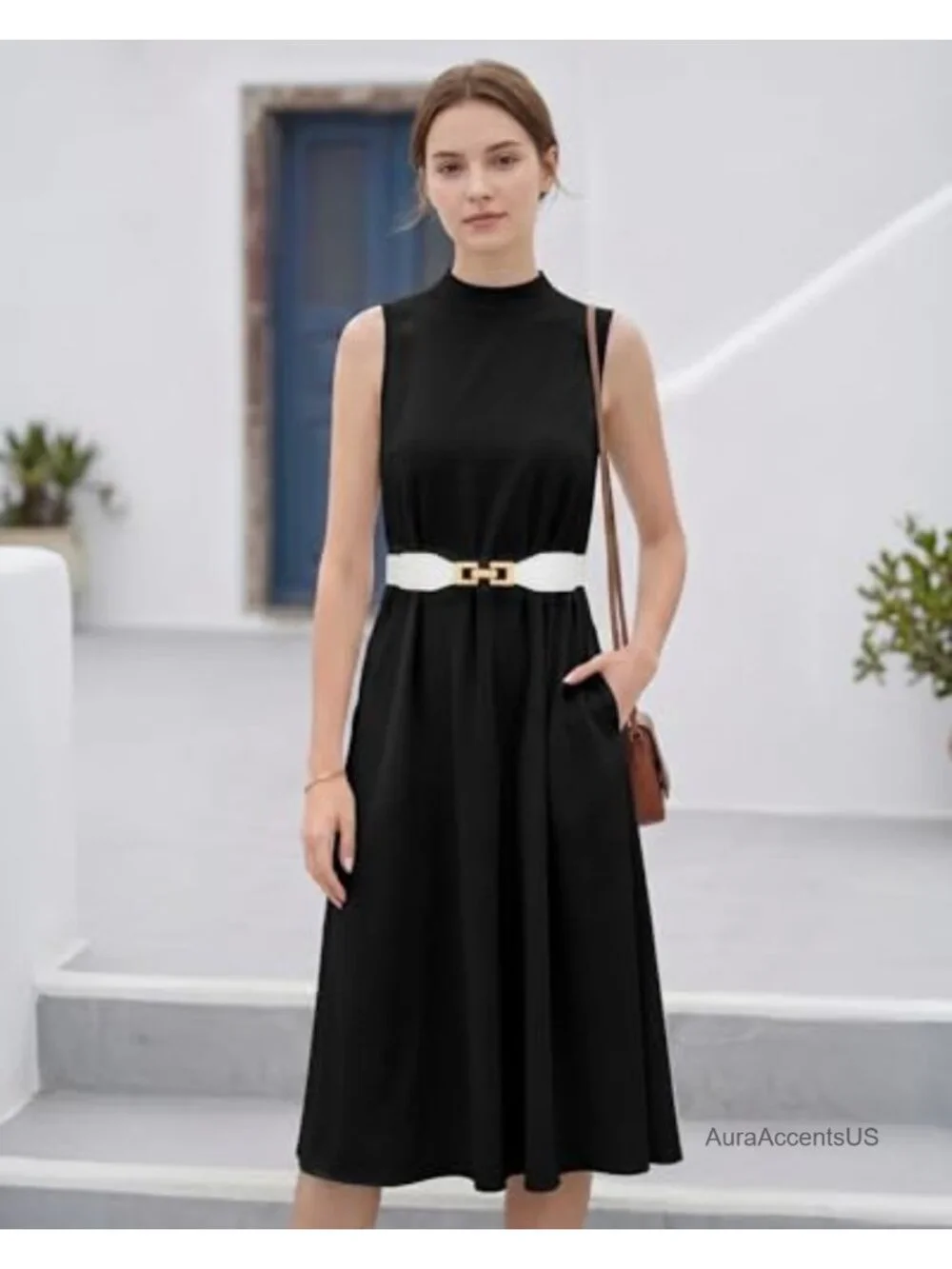 4 Pack Women Skinny Elastic Belts Stretch Waist Belt with Gold Buckle